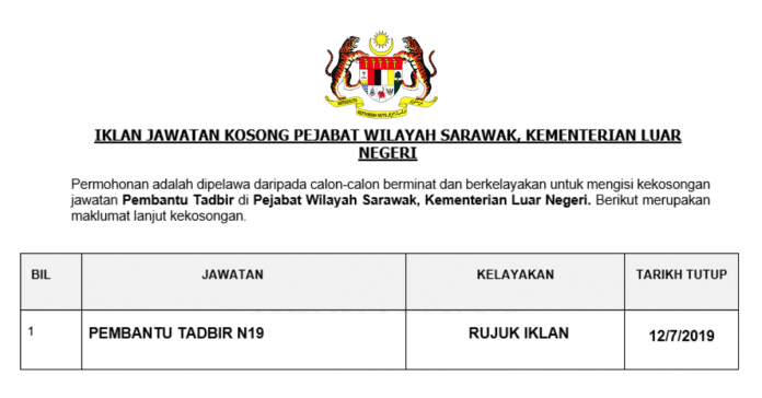 Permohonan Jawatan Kosong Terkini Kementerian Luar Negeri Permohonan Jawatan Kosong Terkini Kementerian Luar Negeri