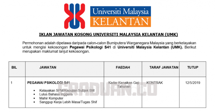 _Jawatan Kosong Universiti Malaysia Kelantan (UMK) _Jawatan Kosong Universiti Malaysia Kelantan (UMK)