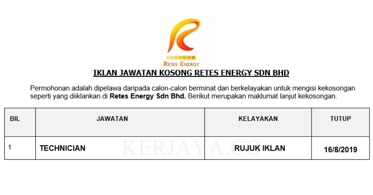 Retes Energy Sdn Bhd _ Technician