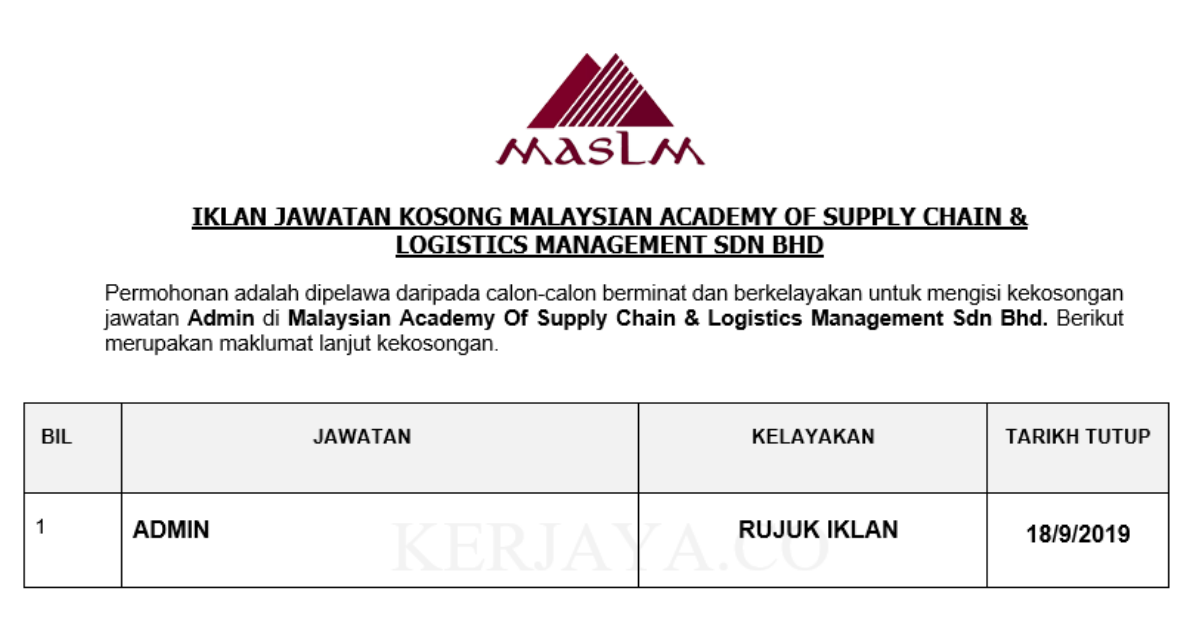 Malaysian Academy Of Supply Chain & Logistics Management Sdn Bhd