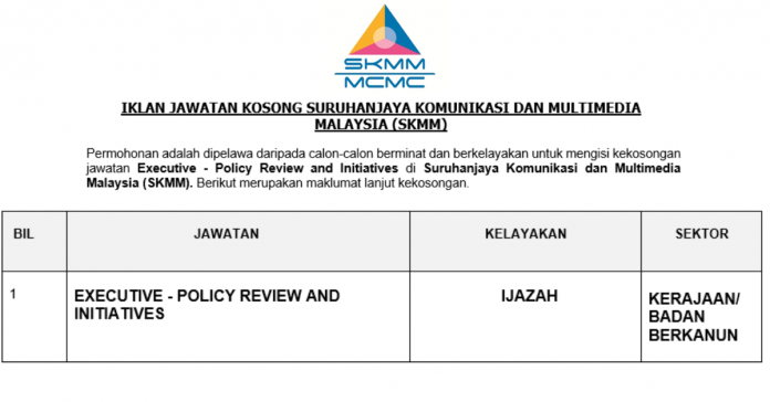 Permohonan Jawatan Kosong Terkini Suruhanjaya Komunikasi Dan Multimedia Malaysia (SKMM) Permohonan Jawatan Kosong Terkini Suruhanjaya Komunikasi Dan Multimedia Malaysia (SKMM)