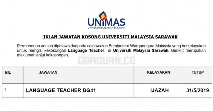 Permohonan Jawatan Kosong Terkini Universiti Malaysia Sarawak Permohonan Jawatan Kosong Terkini Universiti Malaysia Sarawak