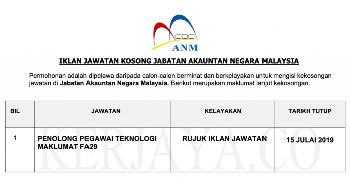 Jawatan Kosong Jabatan Akauntan Negara Malaysia Jawatan Kosong Jabatan Akauntan Negara Malaysia