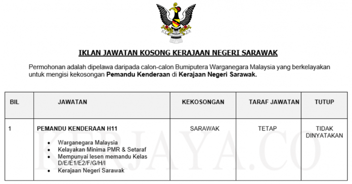 Permohonan Jawatan Kosong Terkini Kerajaan Negeri Sarawak Permohonan Jawatan Kosong Terkini Kerajaan Negeri Sarawak