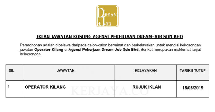 Agensi Pekerjaan Dream-Job Sdn Bhd Agensi Pekerjaan Dream-Job Sdn Bhd