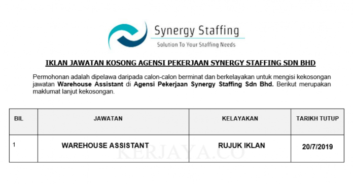 Agensi Pekerjaan Synergy Staffing Sdn Bhd Agensi Pekerjaan Synergy Staffing Sdn Bhd