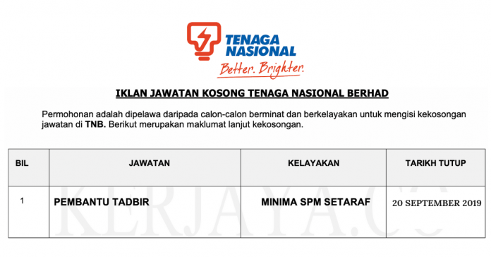 Pembantu Tadbir TNB Pembantu Tadbir TNB