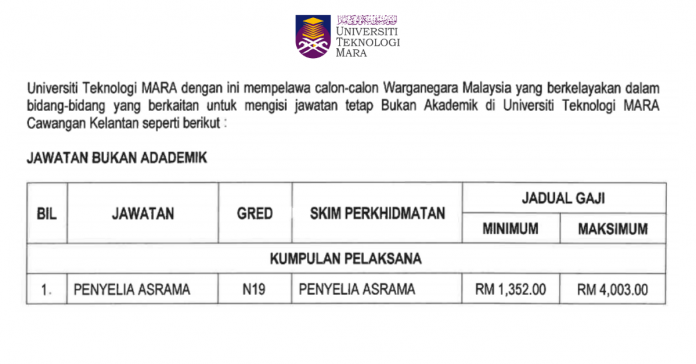 UITM _ Kekosongan Jawatan Akademik & Pentadbiran UITM
