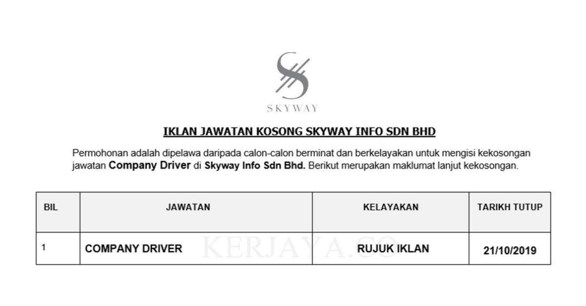 Skyway Info Sdn Bhd _ Company Driver