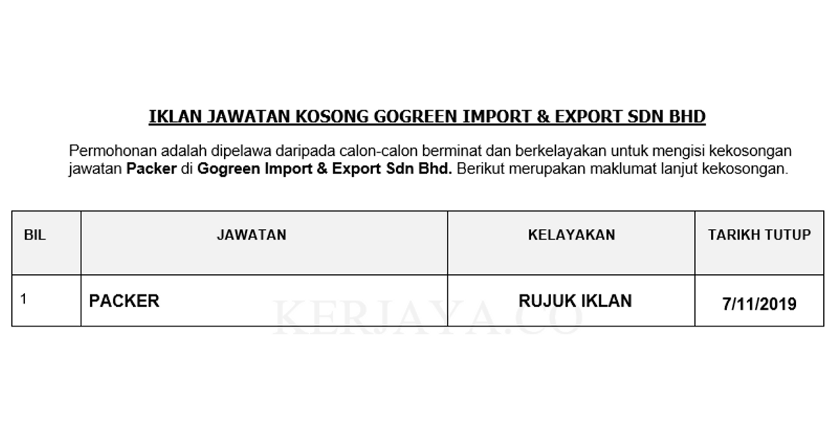 Gogreen Import & Export Sdn Bhd _ Packer