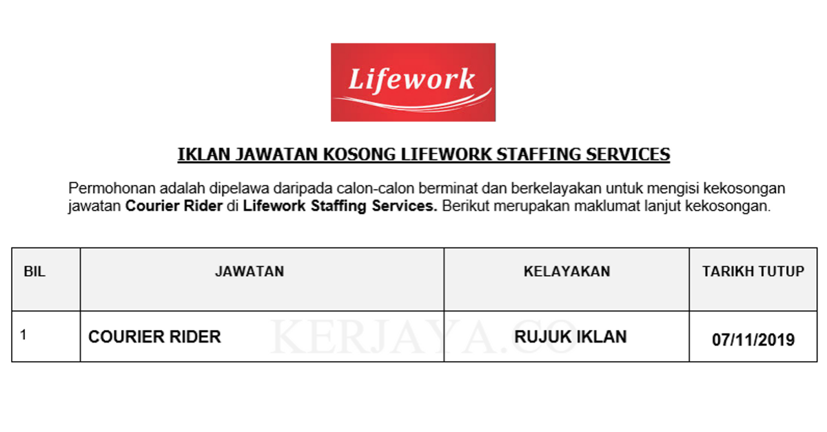 Lifework Staffing Services _ Courier Rider