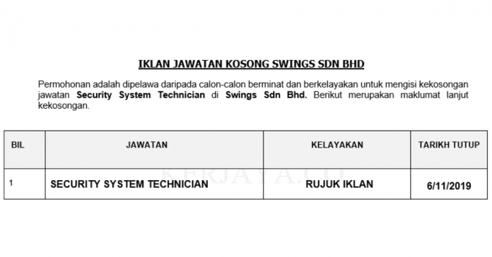 Swings Sdn Bhd _ Security System Technician