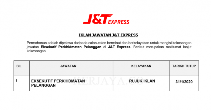 J&T Express _ Eksekutif Perkhidmatan Pelanggan