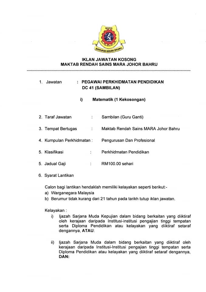 Johor bahru kosong kerja Carian Jawatan