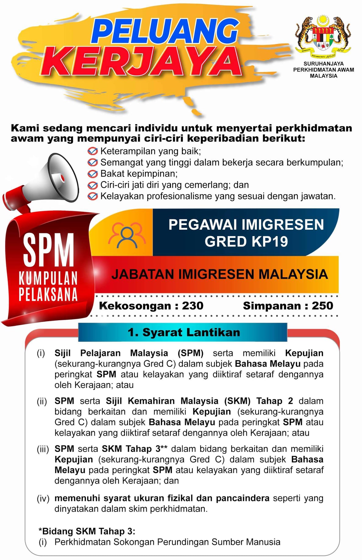 Iklan Jawatan Jabatan Imigresen Malaysia • Portal Kerja Kosong Graduan