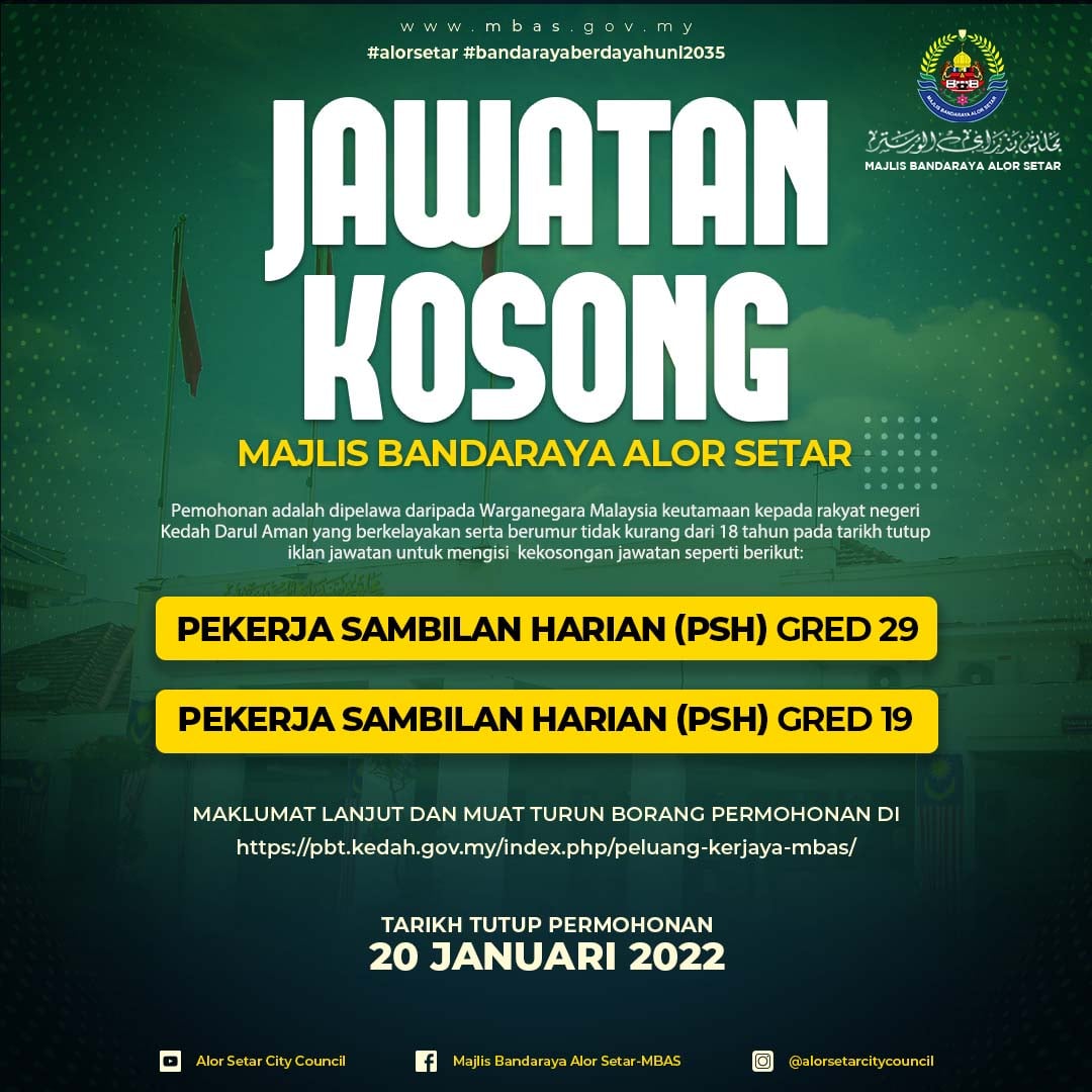 Iklan Jawatan Majlis Bandaraya Alor Setar • Portal Kerja Kosong Graduan