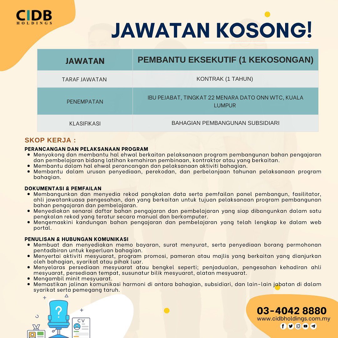 Iklan Jawatan CIDB Holdings (CIDBH) • Portal Kerja Kosong Graduan