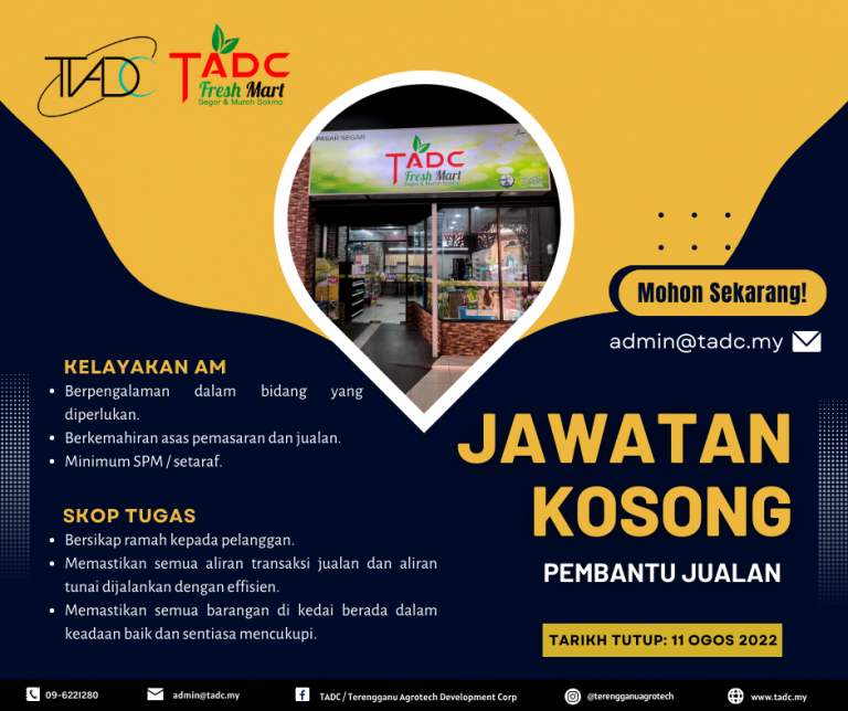 Iklan Jawatan Terengganu Agrotech Development Corp Sdn Bhd (TADC