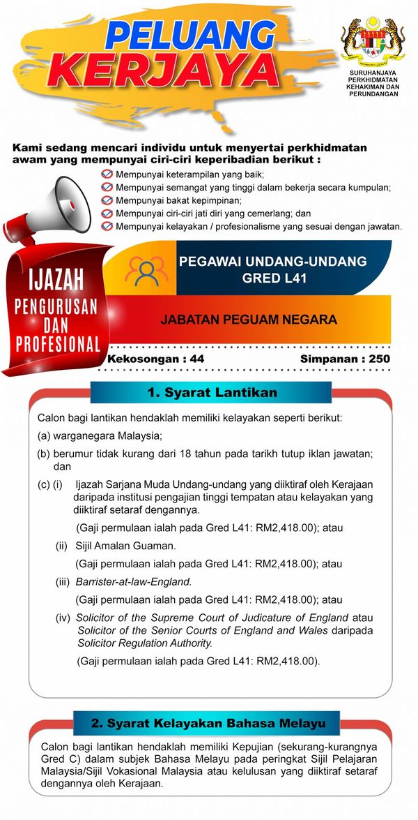 Iklan Jawatan Jabatan Peguam Negara Malaysia • Portal Kerja Kosong Graduan