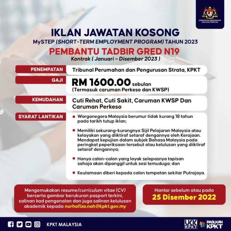 Iklan Jawatan Kementerian Pembangunan Kerajaan Tempatan Kpkt Portal