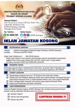 Iklan Jawatan Jabatan Perangkaan Malaysia Negeri Selangor Portal