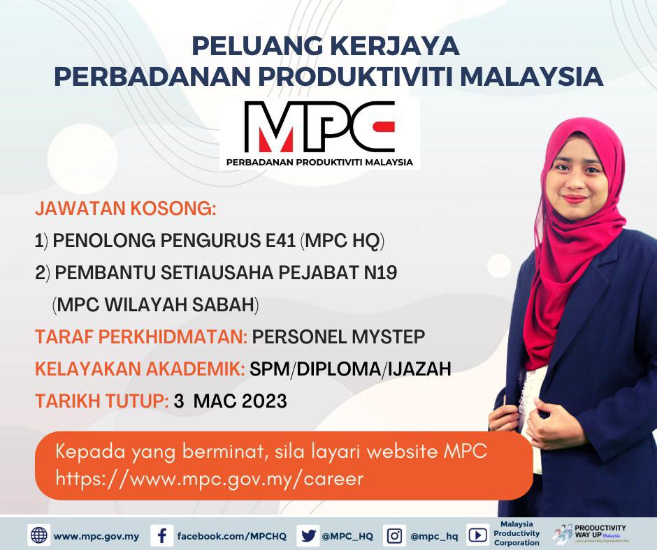 Iklan Jawatan Malaysia Productivity Corporation Mpc Portal Kerja