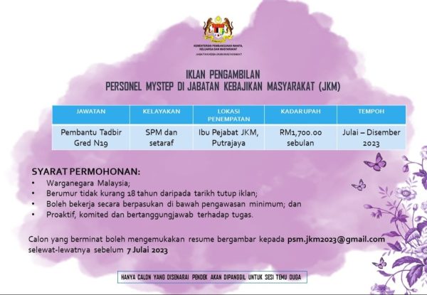 Iklan Jawatan Kosong Jabatan Kebajikan Masyarakat Jkm Portal Kerja