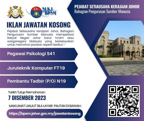 Iklan Jawatan Kosong Pejabat Setiausaha Kerajaan Negeri Johor Portal Kerja Kosong Graduan