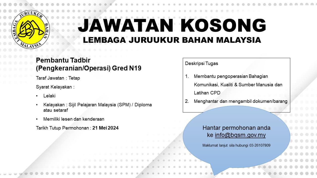 Iklan Jawatan Kosong Lembaga Juruukur Bahan Malaysia Portal Kerja