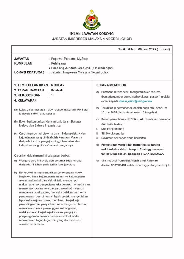 Job Imigren Johor Jun 2025 600x847