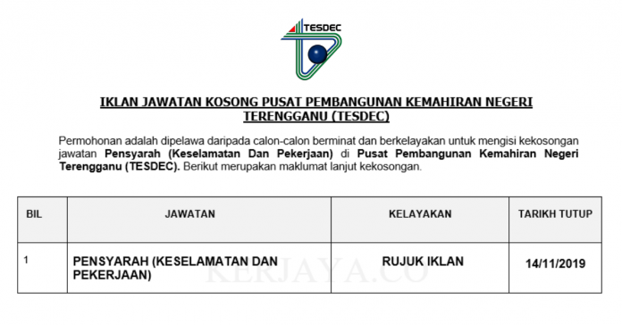 Pusat Pembangunan Kemahiran Negeri Terengganu (TESDEC)