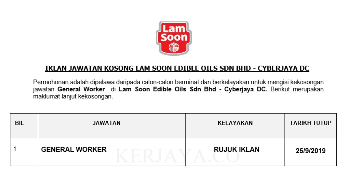 Lam Soon Edible Oils Sdn Bhd - Cyberjaya DC