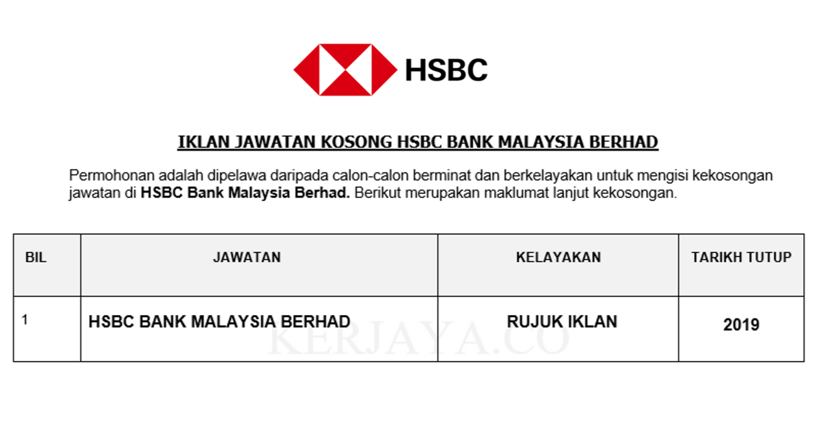 permohonan-jawatan-kosong-hsbc-bank-malaysia-pelbagai-kekosongan