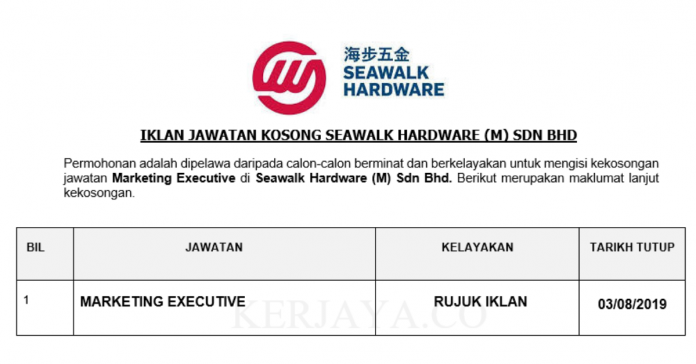 Seawalk Hardware (M) ~ Marketing Executive