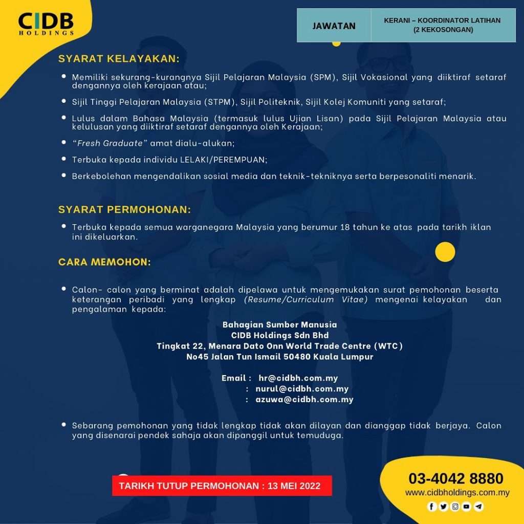 Iklan Jawatan CIDB Holdings (CIDBH) • Portal Kerja Kosong Graduan