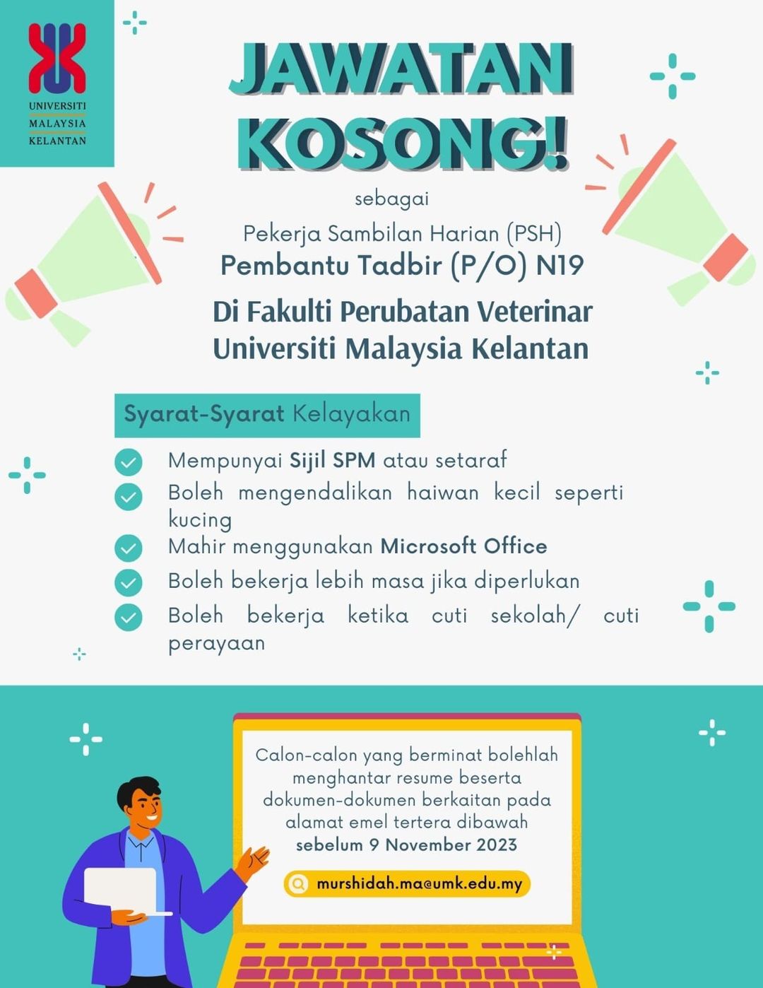 Iklan Jawatan Universiti Malaysia Kelantan (UMK) • Portal Kerja Kosong ...