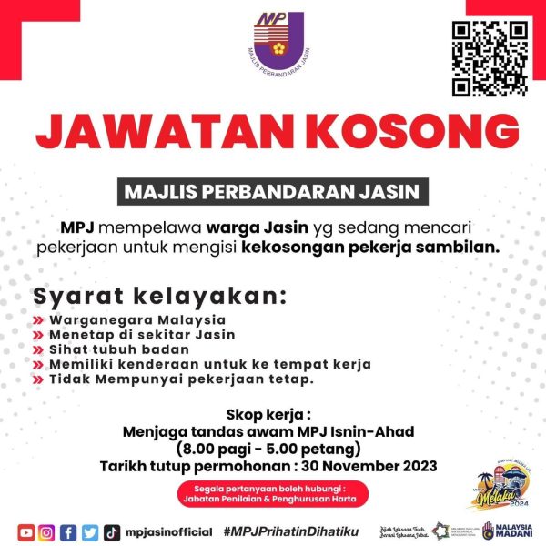 Iklan Jawatan Kosong Majlis Perbandaran Jasin • Portal Kerja Kosong Graduan